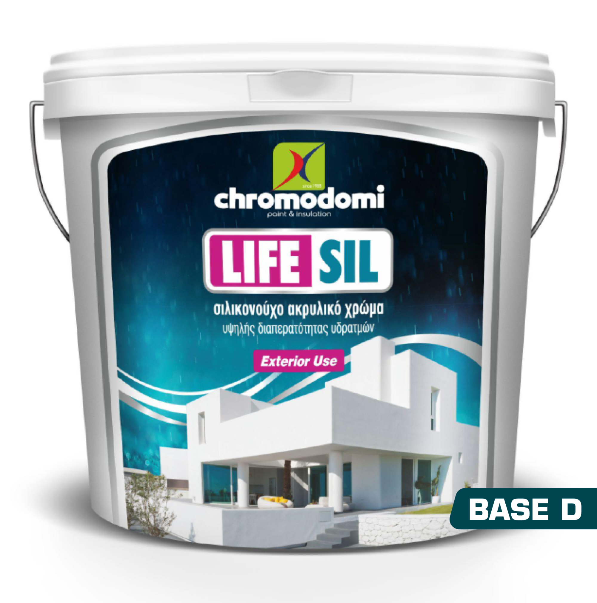 სილიკონიანი საღებავი ფასადისთვის LIFE SIL (BASE D) 10LT — ექსტერიერის საღებავი